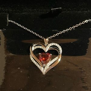CDE Love Heart Birthstone Silver Pendant Necklace